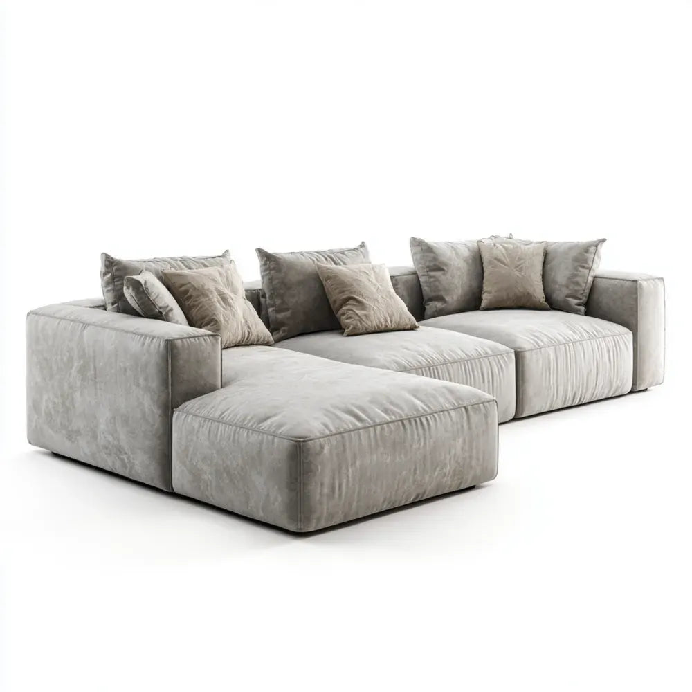 Sectional Sofa Fabric Upholstered 320x160x80 cm – Light Gray – Modern Design