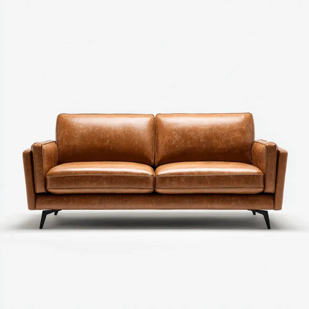 Leather Sofa 200x90x80 cm - Brown - Contemporary Design