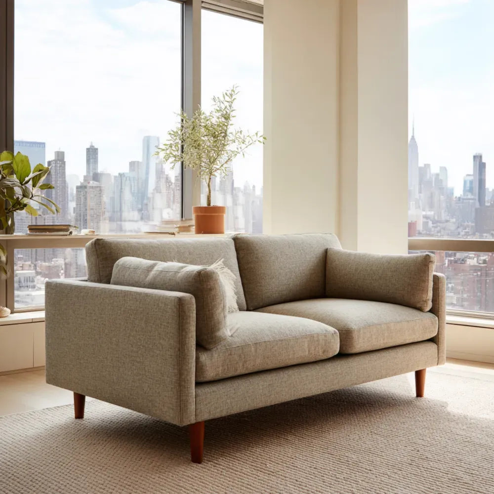 Modern Design Sofa Set Fabric Upholstery 180x95x85 cm – Light Gray