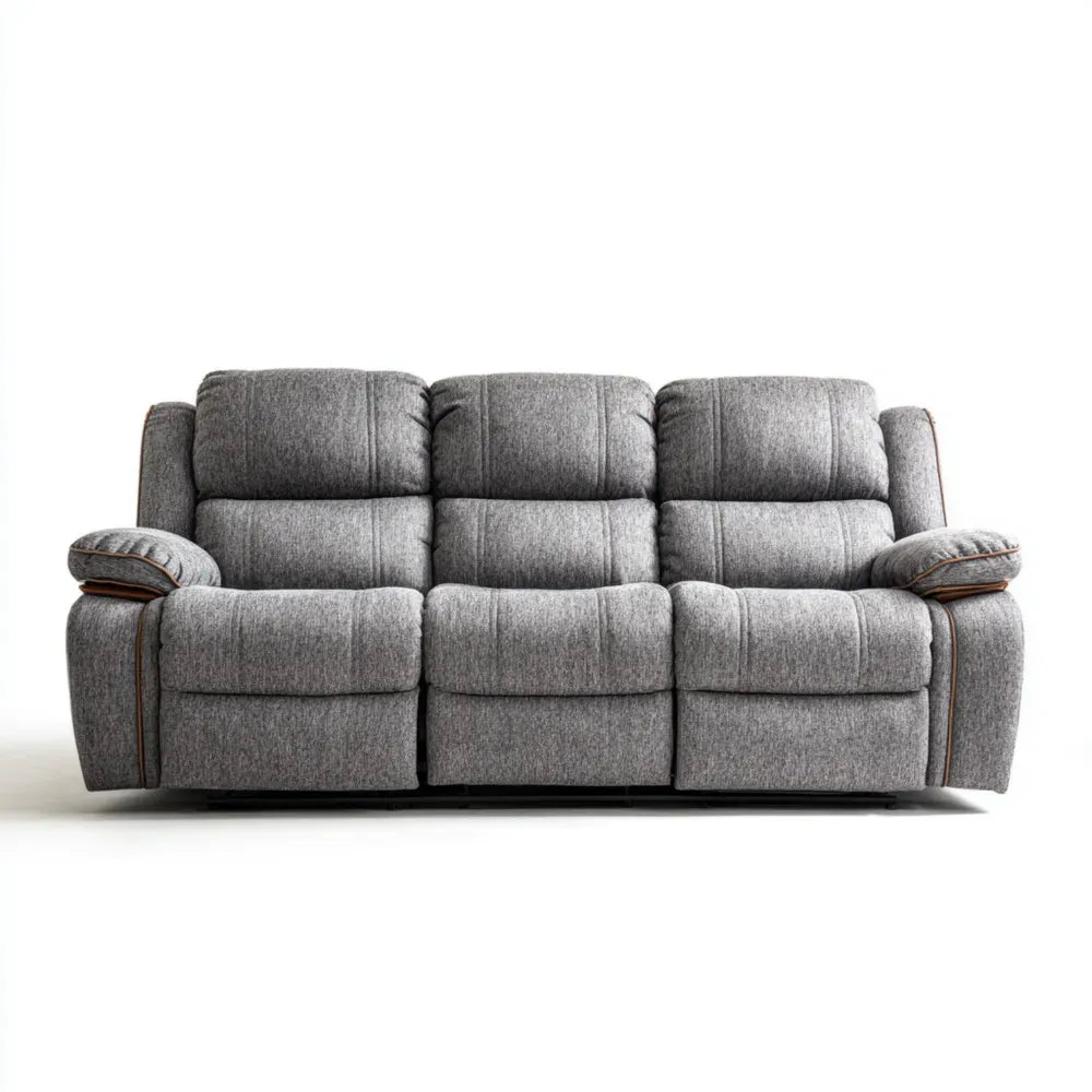 Reclining Sofa 200x90x100 cm Fabric Upholstered - Light Gray - Modern Design
