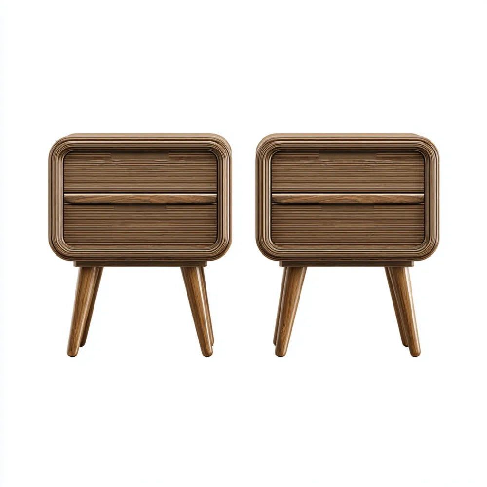 Nightstand Set Wooden 45x35x56 cm - Brown - Vintage Style