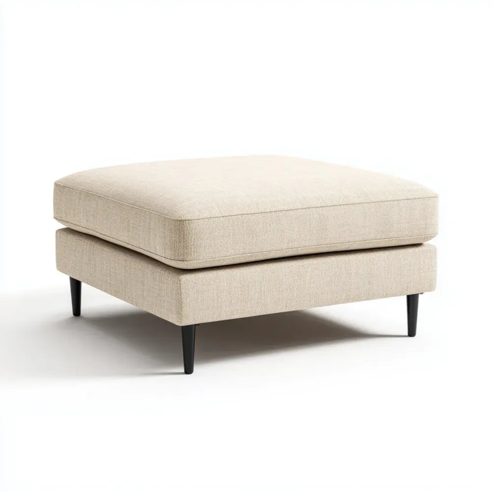 Ottoman Fabric Upholstered 80x80x45 cm - Beige - Contemporary Design