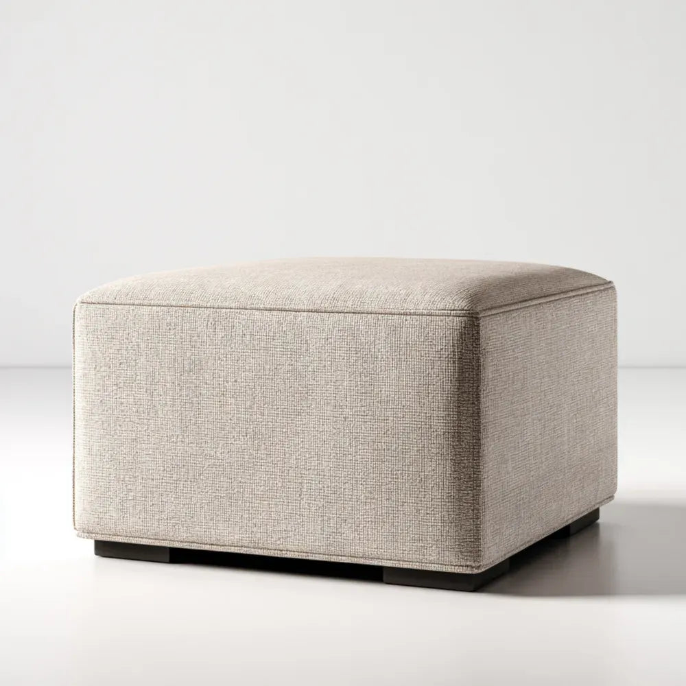 Footstool Fabric Upholstered 75x75x40 cm - Beige - Contemporary Style