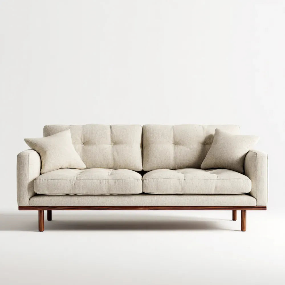 Modern Design Sofa Set Fabric Upholstered 200x90x85 cm - Beige