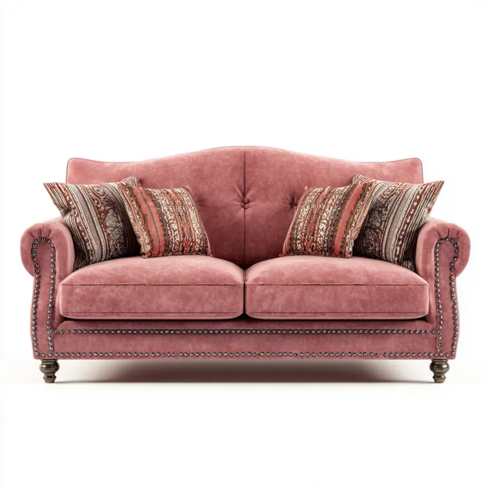 Loveseat Velvet Upholstery 150x85x90 cm - Pink - Traditional Design