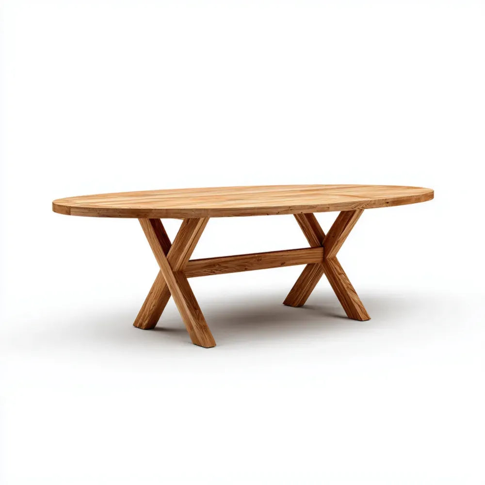 Oval Dining Table Solid Wood 200x100x75 cm - Natural Finish - Rustic Design