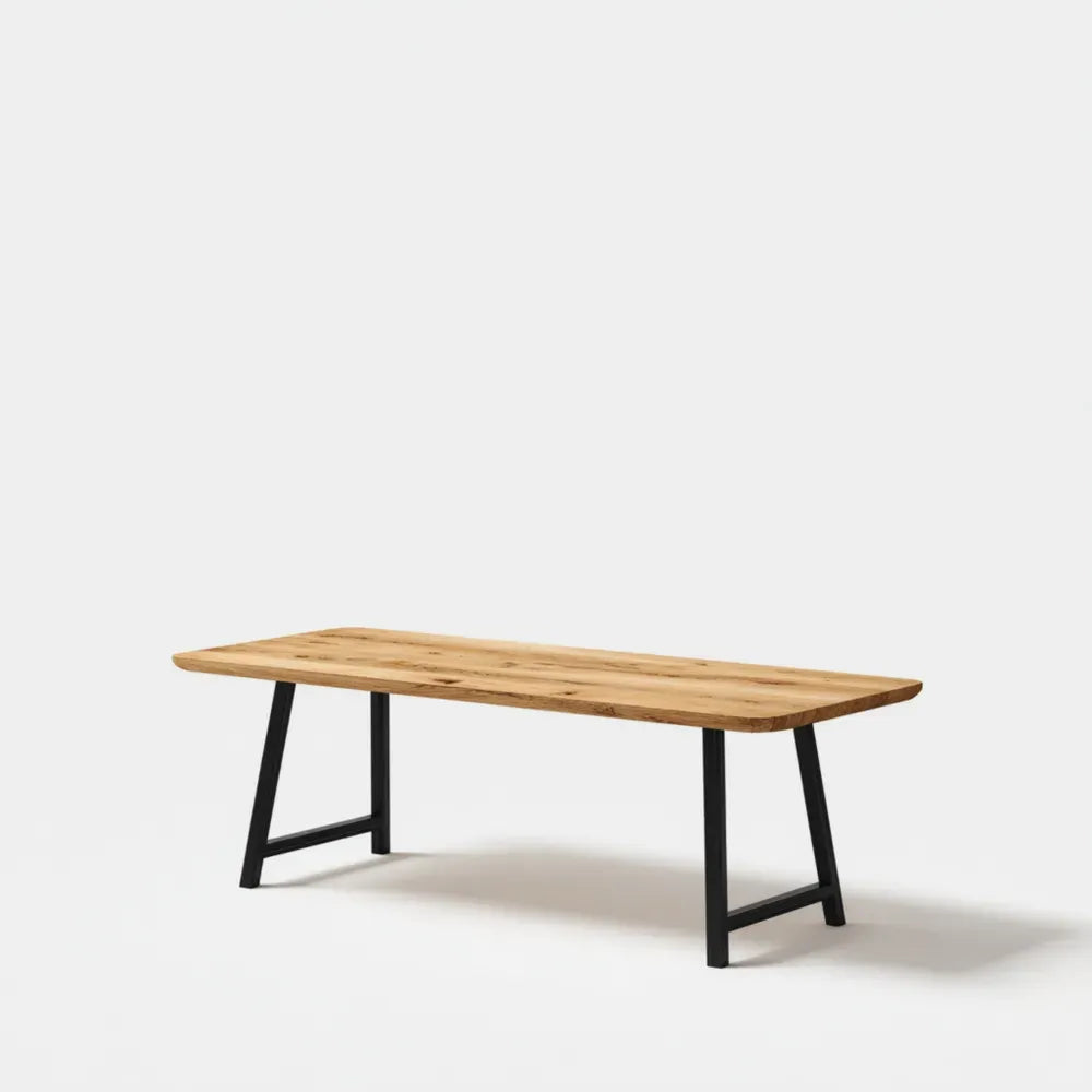 Dining Table Oak Wood 200x100x75 cm – Natural/Black – Industrial Style