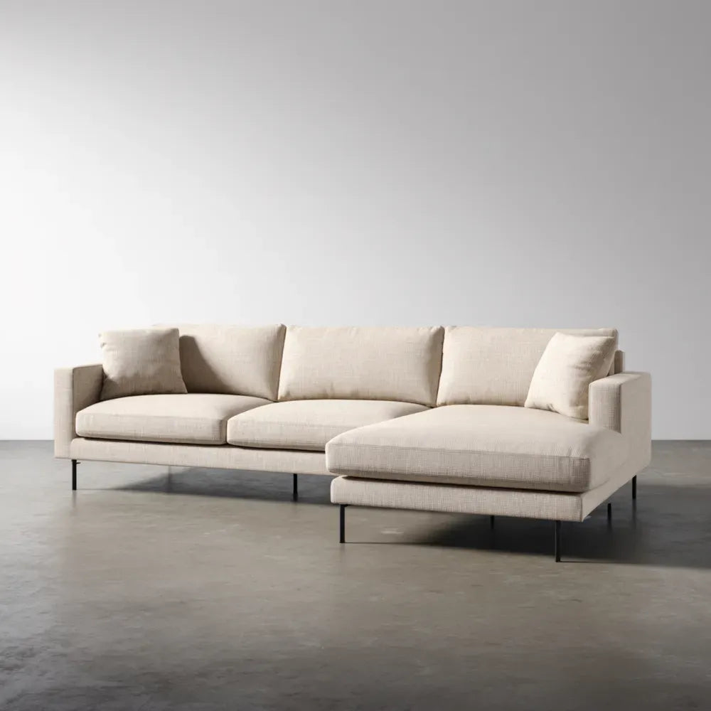 Sectional Sofa 300x150x85 cm - Beige Fabric Upholstery - Modern Design